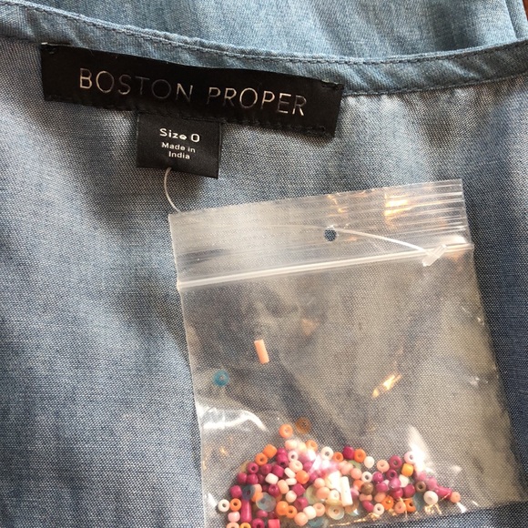 Boston Proper Gorgeous Beaded Chambray Dress 0 - Picture 14 of 16